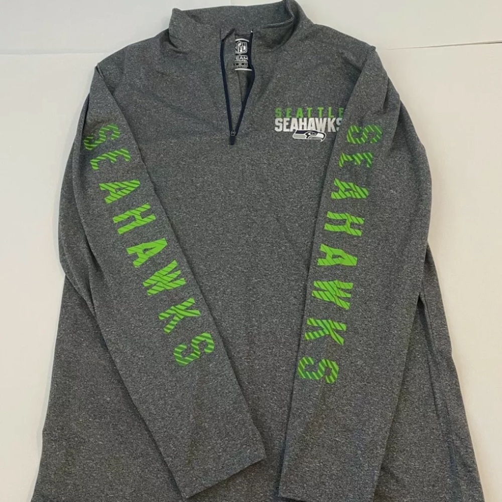Men's NFL Team Seattle Seahawks 1/4 Zip Pullover Shirt Size Medium